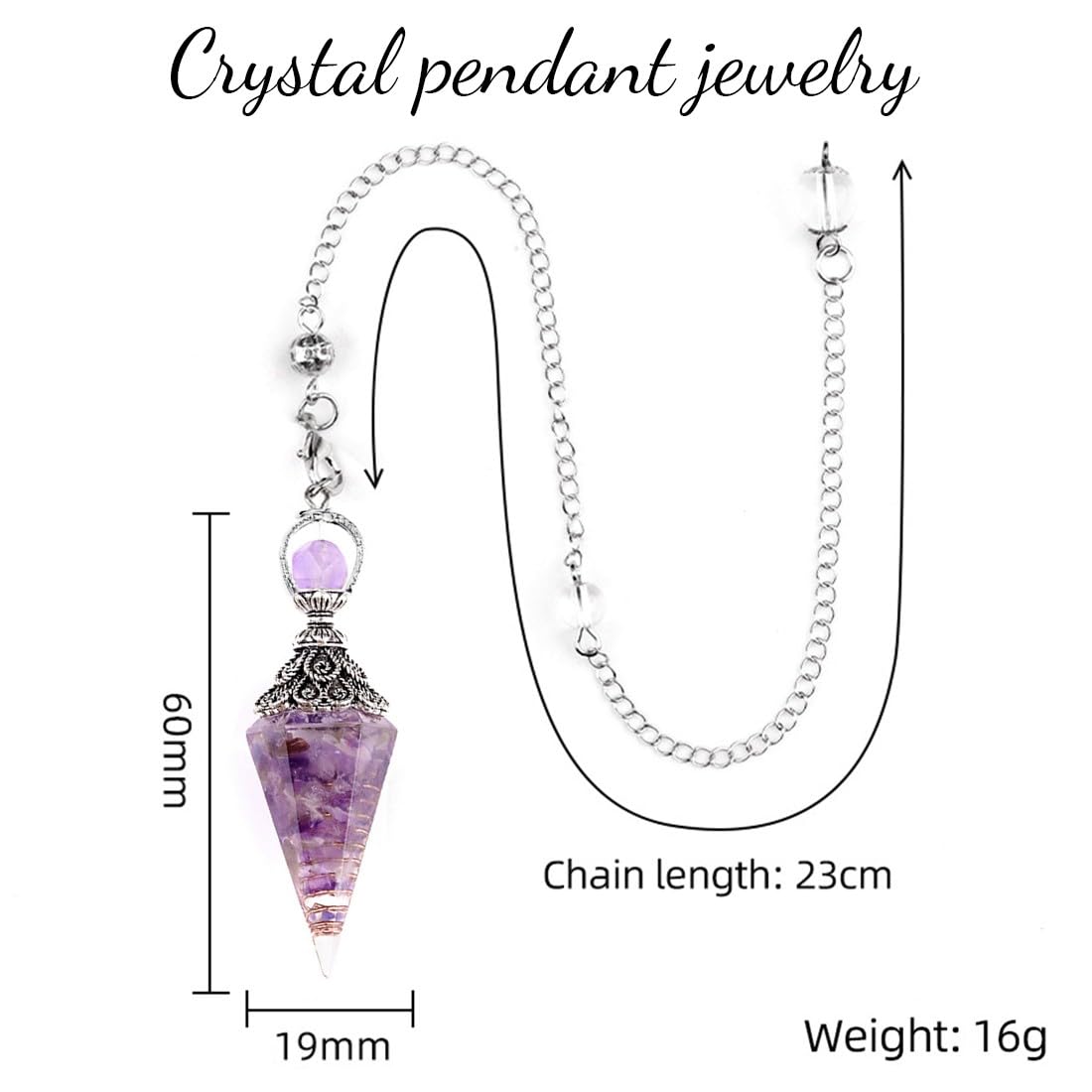 Péndulo De Cristal, Amatista Piedra Natural, Colgante Pendulos Adivinacion, Pendulo Hebreo, Pendulos Radiestesia, Equilibrio Reiki, Péndulo Hexagonal Para Chakra, Reiki, Adivinación, Meditación