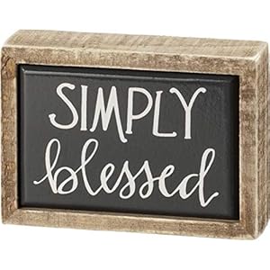 Primitives by kathy simply blessed box sign mini black  urban country home decor