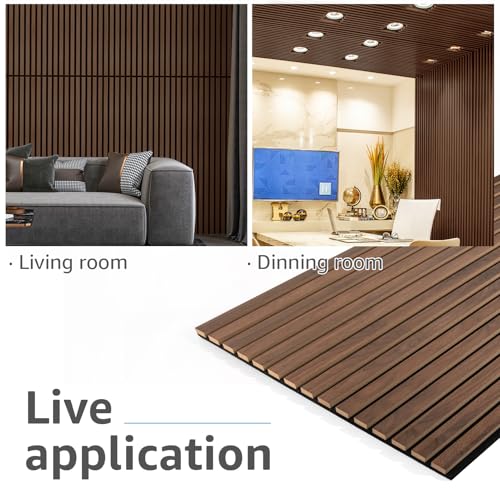 Art3d 4 Pack 47.2 x 23.6in. Wood Slat Acoustic Panels for Wall and Ceiling - 3D Fluted Sound Absorbing Panel with Wood Finish - Dark Walnut image 3