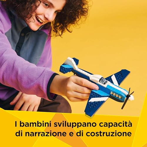 Creator 3 in 1 Velivolo: Aereo da Competizione, Modello di Aeroplano Giocattolo Trasformabile in Elicottero e Jet con Parti Mobili e Supporto, Giochi d'Avventura per Bambini da 7 Anni 31160 - Lego - Immagine 4