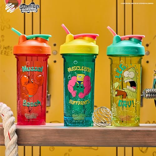 Image of BlenderBottle Spongebob Shaker Bottle Pro Series Perfect for Protein Shakes and Pre Workout, 28-Ounce, Blue /Green, Leg day!