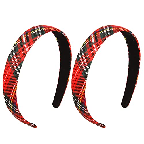 AOVNA 2 Pack Tartan Headband Alice Hair Band Women Girls Accessories, Multicolor, 2 count (Pack of 1)