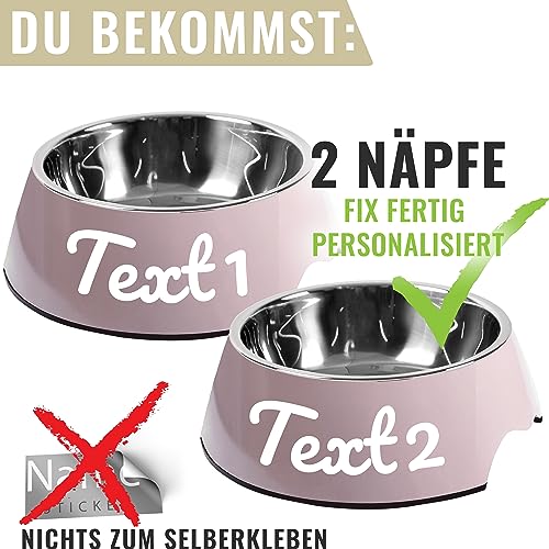 ne&no® Futternapf 2er Set für Hunde und Katzen (S - PERSONALISIERT, Malve)