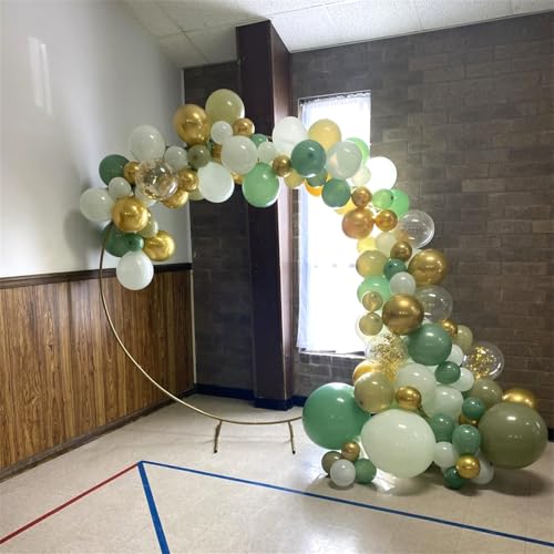 Image of Sage Green Balloons Set, 60Pcs 12 Inch Olive Macaron Pastel Green Balloons with Metallic Confetti Gold Jungle Latex Balloon for Birthday Party Woodland Safari Baby Bridal Shower Decorations Supplies