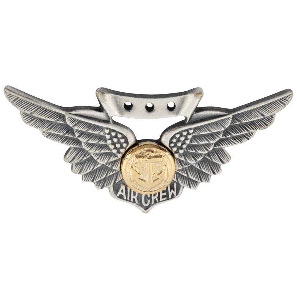 MEDALS OF AMERICA EST. 1976 Navy and Marine Combat Aircrew Badge Miniature, Silver Oxide, Miniature