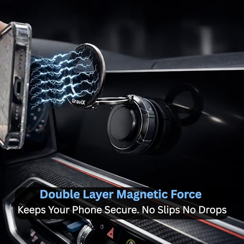 GraviX Magnetic Car Phone Holder for MagSafe, Powerful Magnet, Strong Suction, Anti-Vibration ARM, 360° Adjustable Dashboard & Windshield Car Mount - Image 3