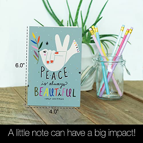 Image of Tree-Free Greetings - All Occcasion Cards - 12 Cards + 12 White Envelopes - Made in USA - 100% Recycled Paper - 4 inchx6 inch - Beautiful Peace (FS54553)