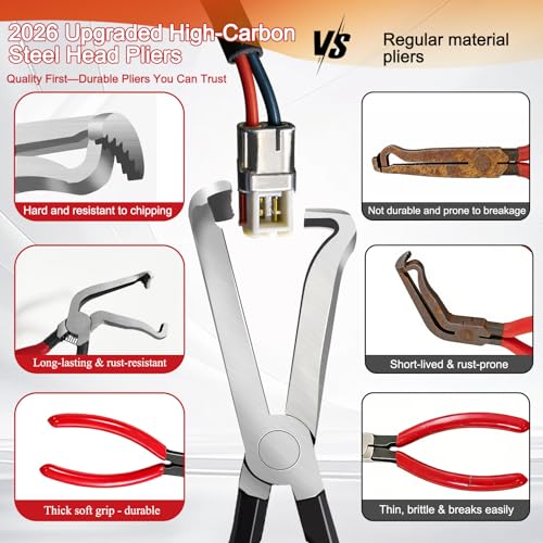 Portable Electrical Disconnect Pliers: 2026 Upgraded Dual Angled Automotive Connector Separator Tool Set with Case for Car Terminal and Wiring Harness Removal in Tight Engine Space - Image 4