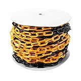 DAJAVE Absperrkette 50M, Kunststoffkette Absperrung 6 mm Absperrkette Warnkette Plastikkette Zweifarbig, Kunststoff aus Plastikkette Kette zum Absperren von Flächen, Parkplatzsperre Kette