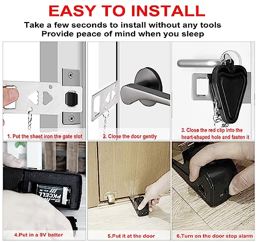 Door Stop Alarm & Hotel Door Lock,Dual Protection Security Door Kit,Door Security Devices Pocket Door Stopper Self Defensey Tools for Hotel Travel Home Apartment House - Image 5