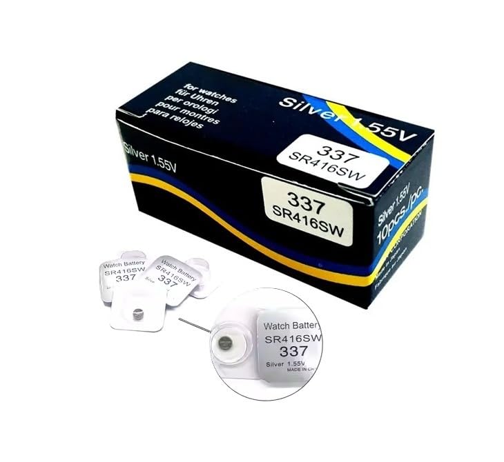 FREDI HD PLUS 10 Piece Earpiece Battery Cell 337 (SR416SW) 1.55V Silver Oxide Cell for Earpiece, Watch and Other Products Usage