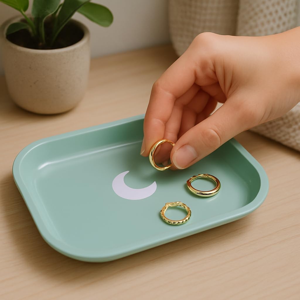 Small Metal Jewelry Tray with Lid - 5.5” x 7” Makeup Tray image 4