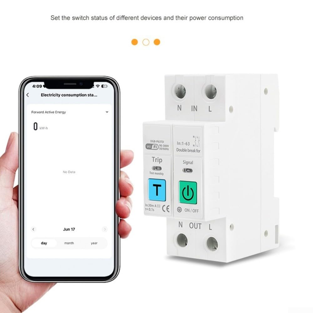 Disyuntor para inteligente WiFi 1-63A Protección Voltaje Disyuntor