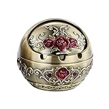 Retro Aschenbecher kreativ Tisch Ascher mit Deckel für draußen und drinnen,Zigarre Zigaretten Windaschenbecher/Sturmaschenbecher Tragbare Entwurf Drehascher für Raucher in Pub Büro Garten Dekoration