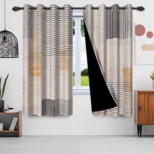 IKDZCM Cortinas Opacas 100% geométricas abstractas, 2 Unidades, diseño Minimalista Moderno, para Dormitorio, Sala de Estar, decoración de Ventanas, Hotel, hogar (Ancho x Alto/2 x 127 x 240 cm)