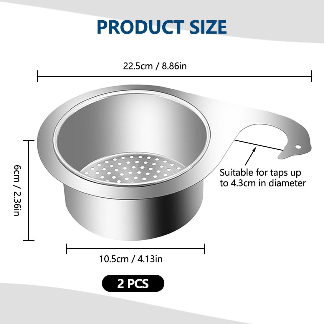 Cesta de Drenaje de Acero Inoxidable en Forma de Cisne para Fregadero, Filtro de Cocina Multifuncional, 2 Piezas