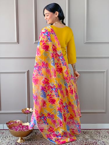 Image of Naixa Women's Rayon Embroidery Printed Straight Kurta with Pant and Dupatta Sets for Wedding and Festival Wear