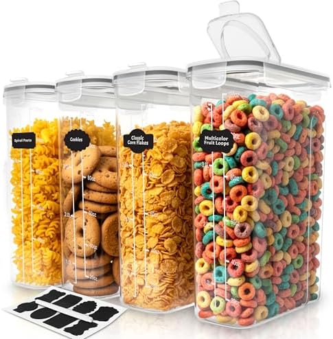 Utopia Kitchen Cereal Containers Storage Set – 4 Pack 4L(135.2 oz...