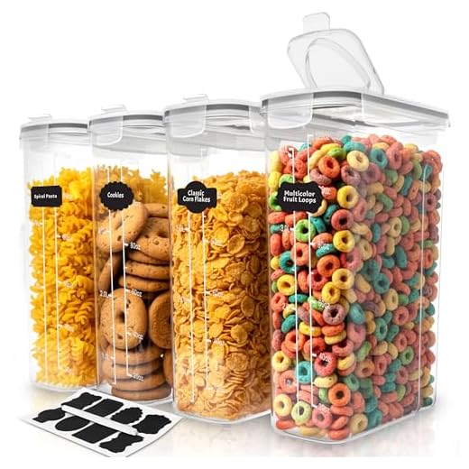 Utopia Kitchen Cereal Containers Storage - 4 Pack Airtight Food Storage Containers & Cereal Dispenser For Pantry Organization And Storage - Canister Sets For Kitchen Counter