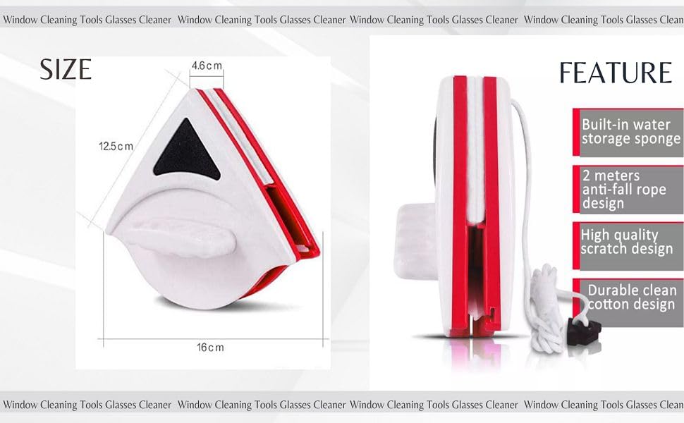 Immortal Magnetic Window Glass Cleaner | Doublefaced Glass Cleaner | Double-Side Glazed Two Sided Wiper with 2 Extra Cleaning Cotton Squeegee Washing Equipment Household Magnet (TR Surface WC) - Image 3 thumbnail