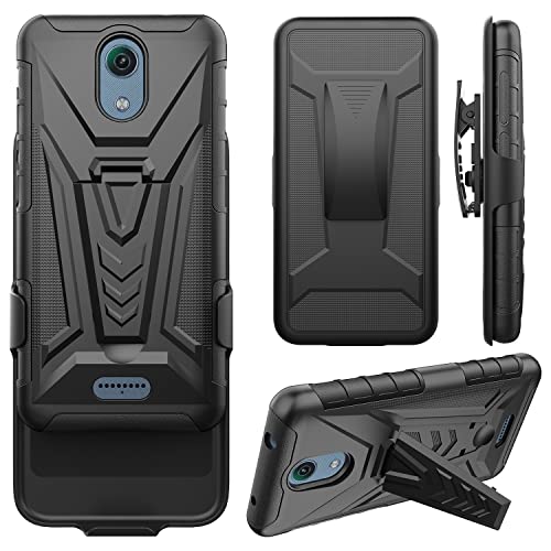Celzen - For At&T Calypso U318Aa, Radiant Core U304A, Cricket Icon, Vision 2, Vision 3, Wiko Ride - Shockproof Phone Case With Belt Clip Holster - Vx Black #TOP4
