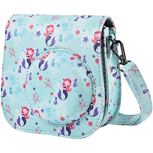 Protective & Portable Case Compatible with Fujifilm Instax Mini 9 8 8+ Instant Film Camera with Accessory Pocket and Adjustable Strap - Mermaid by SAIKA
