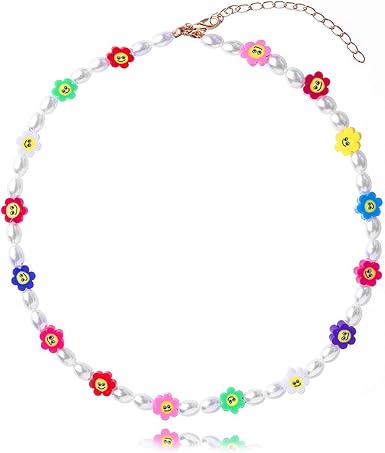 Smiley Face Pearl Choker Necklace 