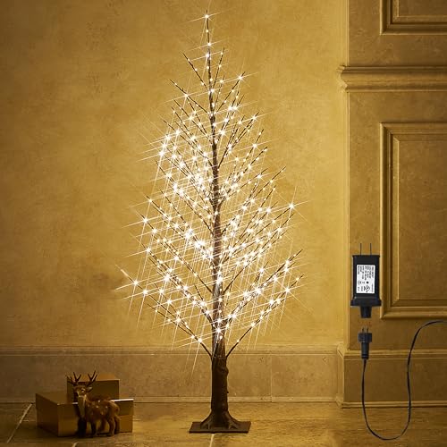 Fudios Lighted Alpine Tree Brown Willow 4FT 450 LED Fairy Lights,Artificial Winter Twig Trees Plug...