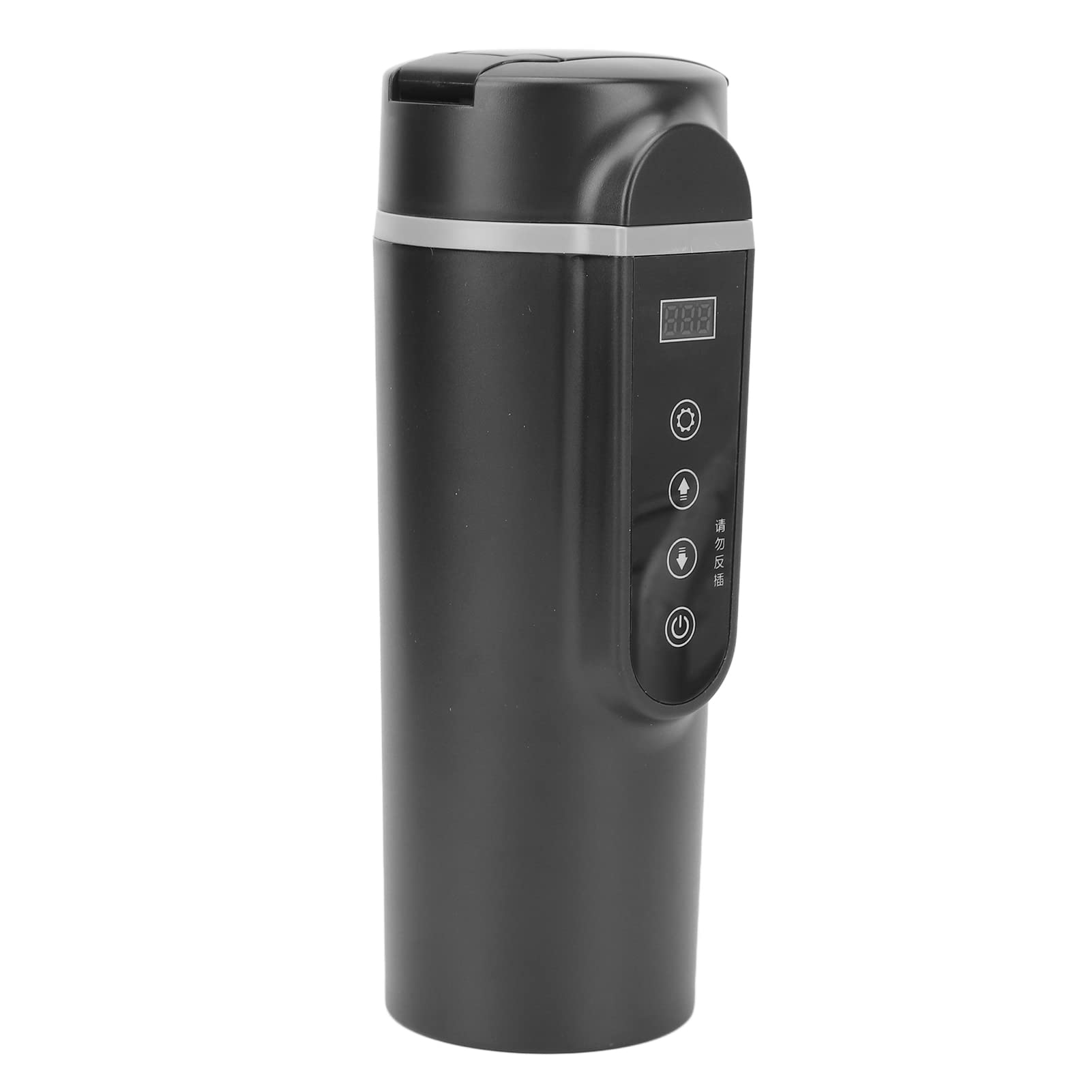 Tazza elettrica riscaldata per acqua, controllo intelligente della temperatura, in acciaio inox, per viaggi in auto, 500 ml (nero)