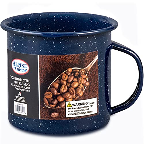 Alpine Cuisine Enamel Steel Dark Blue Speckle Mug 12Oz - Both Hot & Cold Beverage Coffee Mug For Office & Home, Dishwasher Safe, Small Coffee Mug For Coffee, Tea, Cappuccino #TOP1