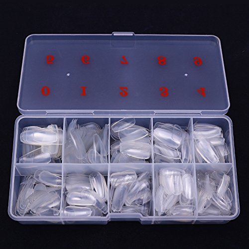Yimart 500PCS Long Ballerina Half Cover Nail Tips Clear Coffin False Nails ABS Artificial DIY False Fake UV Gel Nail Art Tips With Box