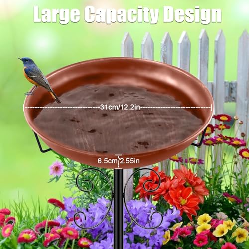 Baignoire oiseaux métal antirouille de 31cm avec pied d'ancrage solide