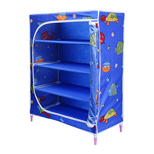 Image of Little One's | 4 Shelves Baby Foldable Wardrobe | Aquatic Blue (Made in India)