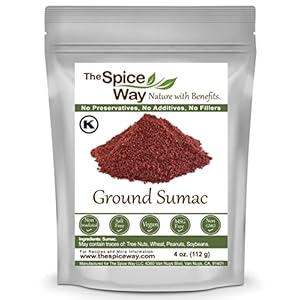 The Spice Way – Pure 100% Ground Sumac Spice, No Salt, no GMO, no Irradiation, Sumac Seasoning Powder 4 oz (resealable bag) (Sumak)(Sumakh spice)