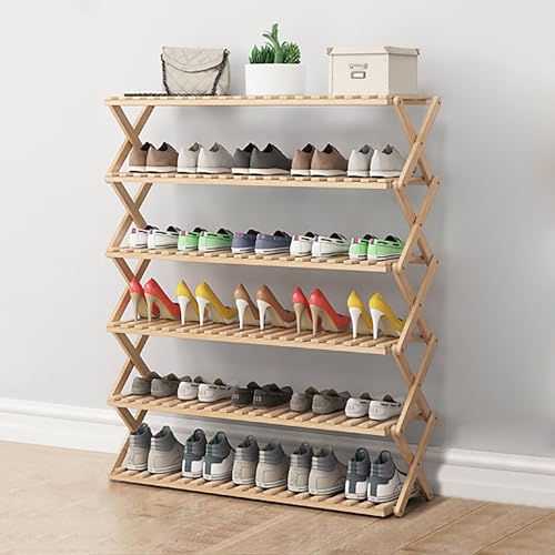 Meuble à chaussures en bambou pliable pour optimiser l'espace du dortoir