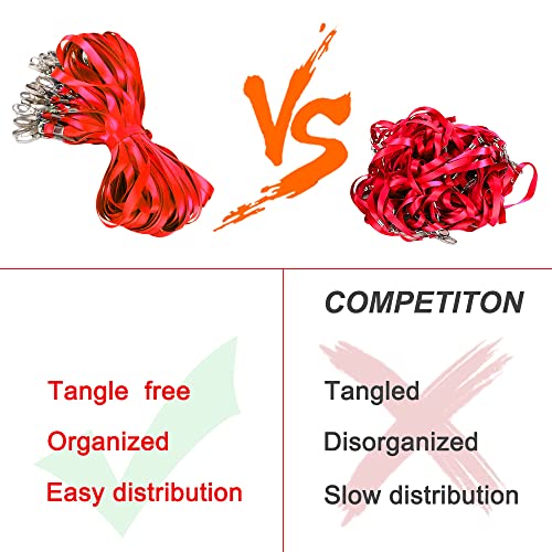 Lanyards Bulk Lanyards For Id Badges (50 Pack/Each 17.7-Inch) Lanyard Clip Durably Woven Badge Lanyard With Clip Swivel Hooks (Red) #TOP3