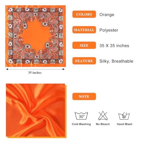 35” Large Square Satin Head Scarf - 1Pcs Satin Hair Scarf Silk Bandana Head Wraps For Women3