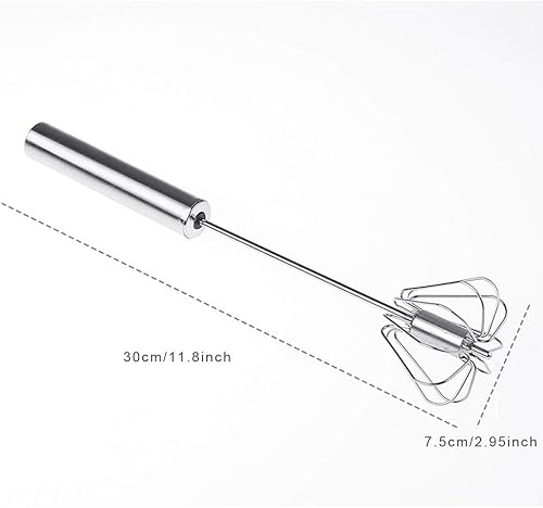 Miniatura 4 de Batidor de huevos, batidor de huevos semiautomático de 12 pulgadas de acero inoxidable para mezclar, batir, batir, utensilios de cocina de alta