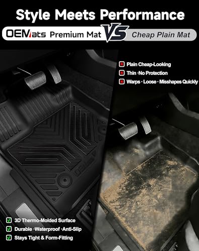 Image of 2-Piece Front TPE Floor Mats for Ford F-150 2015-2026 F150 Lightning 2022-2025 | Carbon Fiber Wing Design | Heavy Duty All-Weather Protection