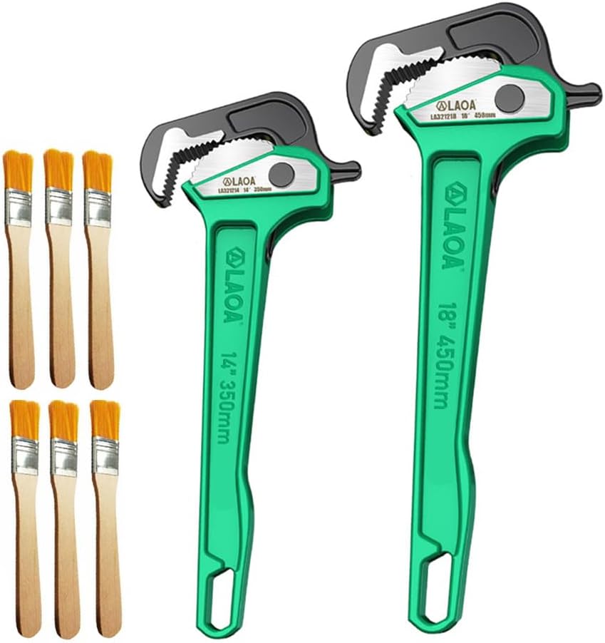 LAOA Rapid Pipe Pliers,2-Piece Heavy Duty Alloy Steel Straight Pipe Wrench,14",18"Adjustable Plumbing Wrench Set,for Building Worker,Heavy Industry,Car Repairing, Household Assemble
