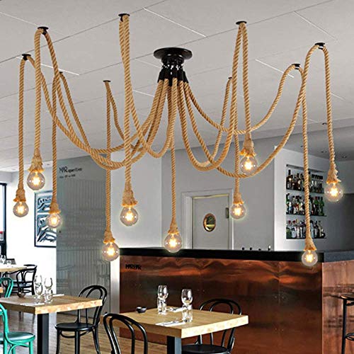 Lustre corde de chanvre style rural élégant pour décoration haut de gamme