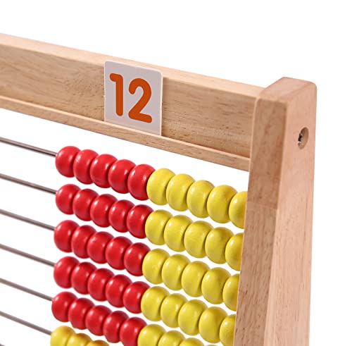 Elvozvets Rechenrahmen rot-gelb Abakus Holzabakus mit 100 Zählstäben und Zahlenkarten von 1-100, Student`s Abacus… – Ansicht 7