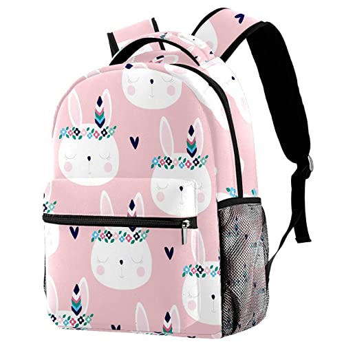 Sac à dos lapin blanc de voyage avec porte-bouteille pour enfant
