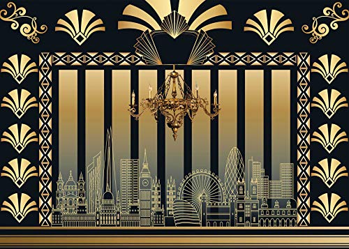 DANIU 7x5FT Roaring 20s Theme Telón de fondo The Great Gatsby Fotografía Fondo Retro Cumpleaños Boda 1920s Fiesta Decoración Adulto Celebración Photo Booth Prop