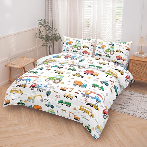 Image of Peopleareok Construction Comforter Set Twin (68x86 Inch), 2 Pieces Construction Excavator Tractor Bedding Sets for Boys Toddler Children, Super Soft Microfiber Comforter with 1 Pillowcase