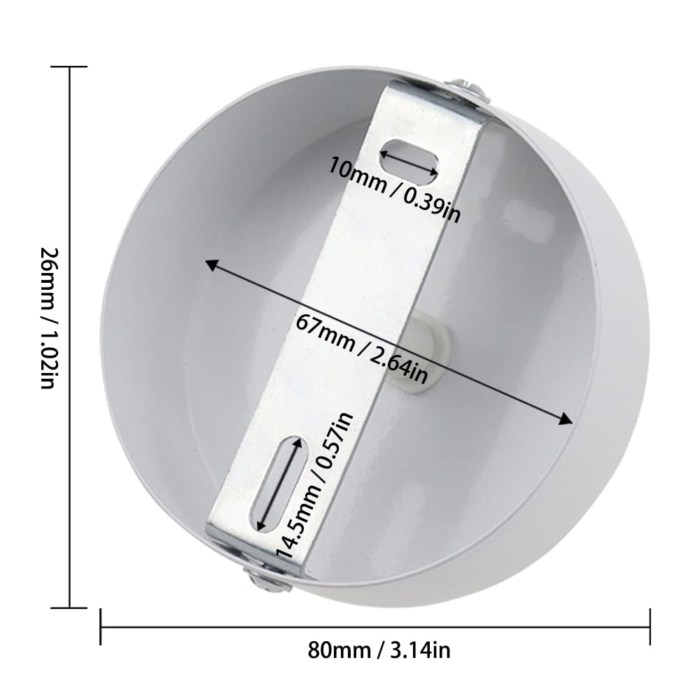 2 Pezzi Metallo Bianco Baldacchino Luce Pendente Soffitto, Copertura 80mm Connettore Plafoniera, Scatola di Giunzione, Accessorio Luce