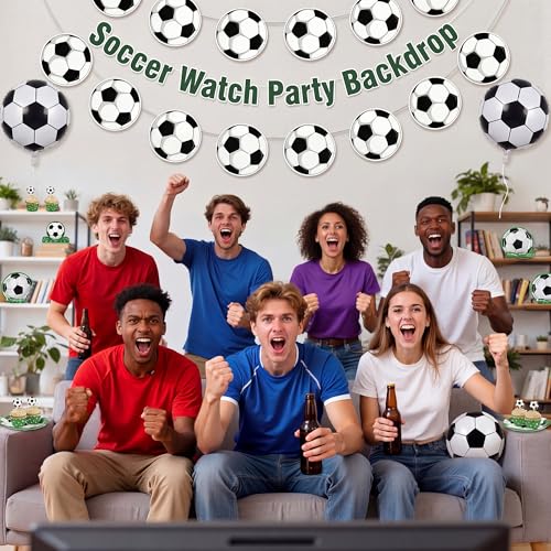 Image of Soccer Birthday Party Decorations - 24PCS Soccer Party Banners for 2026 World Soccer Cup Merchandise | Soccer Party Decorations Hanging Backdrop for Birthday Party Home Classroom Favor Supplies Decor