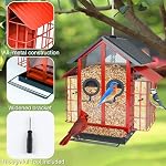 TayePin Bird Feeders for Outdoors Hanging, Metal Wild Bird Feeders with Double Suet Cage, 4LBS Large Capacity for Outside Garden Waterproof, ldeal Gifts for Birds Watching Finch Cardinal, Red