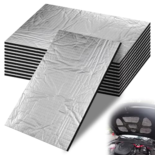 12 StückAlubutyl Platten Dämmmatte, 400 * 250 * 5mm Dämmmatte Selbstklebend, Isolierung Feuerfest Wasserdicht Antidröhnmatte für Schallschutz und Wärmedämmung in Wohnungen, Büros und Fahrzeugen