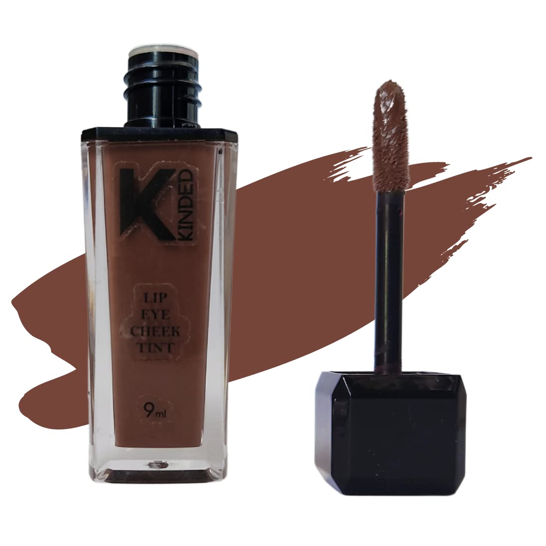 KINDED Lip Eye and Cheek Tint for Women Girls Pigmented Liquid Lip Colour Lipstick Tint Eyeshadow Blush with Vitamin E Longlasting Moisturizing Nourishing (Matte Finish, Choco Brown, 9 ml)-image-2